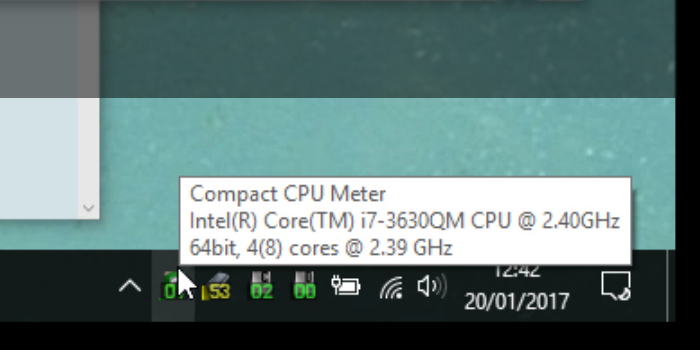 Compact Tray Meter en la barra de tareas de Windows 10