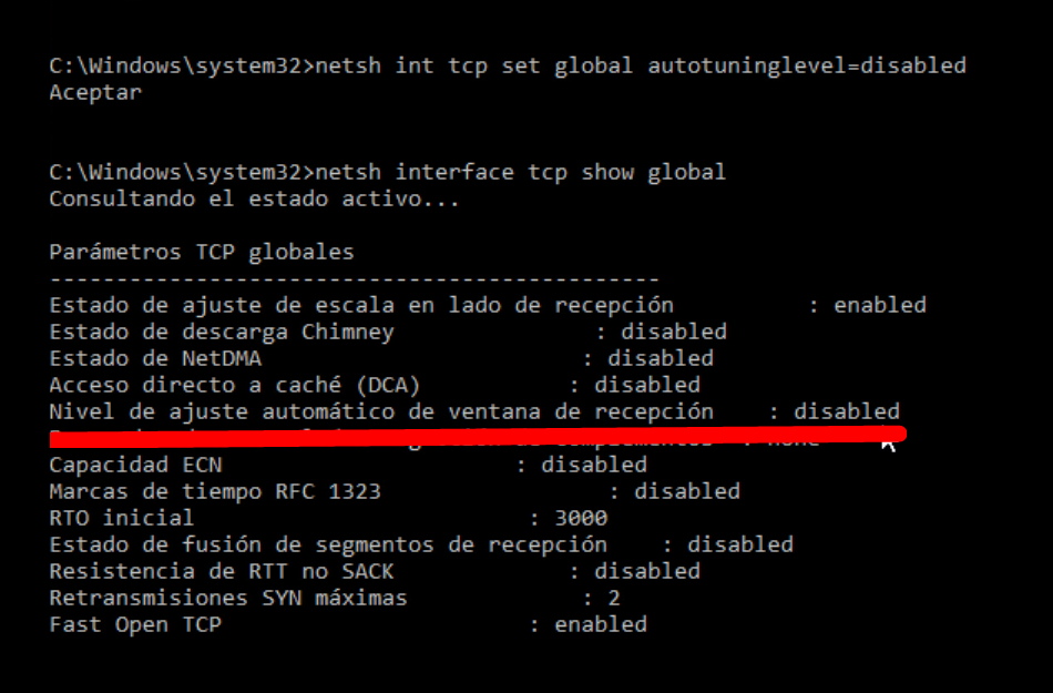 Interface enabled. Netsh INT TCP Set Global autotuninglevel=normal. Утилита netsh. Глобальные параметры TCP. Netsh interface TCP show Global.