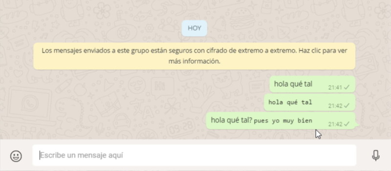 Cambiar fuente de texto en WhatsApp